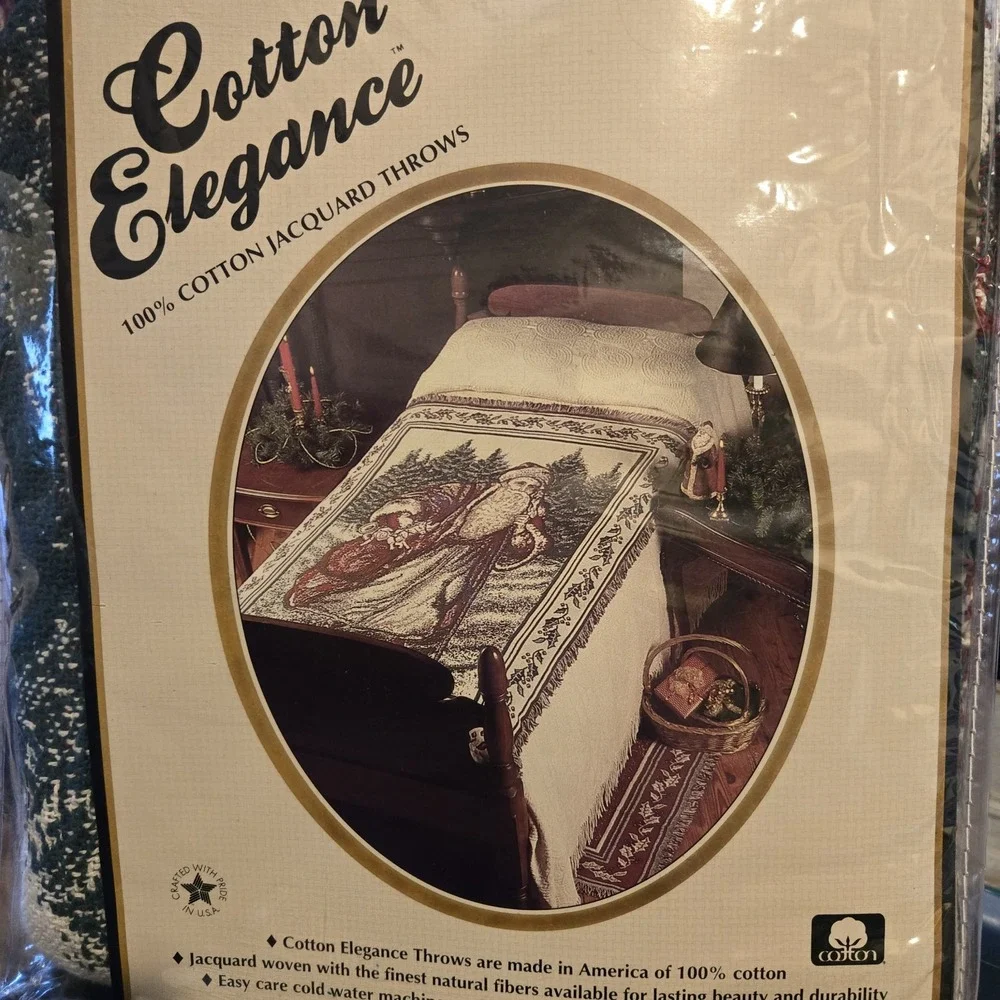 Cotton Elegance 100% Cotton Jacquard Throw Blanket Santa Xmas 46